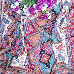 Off-<b>White</b> Crepe Embroidery Fabric 54 Inch Daman Border Material for Kurti Tunics Anarkali Gowns Suit Sets Salwar Kameez <b>Lehenga</b> - Product Image 5