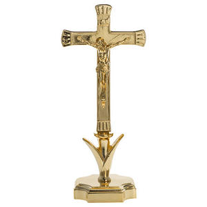 Crucifijo Moderno Creativo de Metal Chapado en Oro con Pedrería, Estatua Religiosa Católica Cristiana Ecológica para Decoración del Hogar o Iglesia - Product Image 4