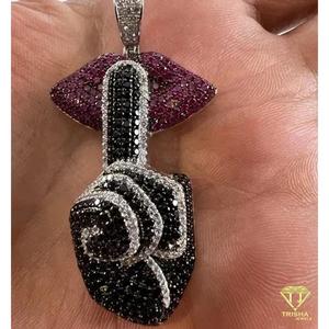 จี้แฟนตาซีประดับเพชรแบบ Iced Out พร้อมหินสีดำและสีม่วง สไตล์เครื่องประดับฮิปฮอป - Product Image 5