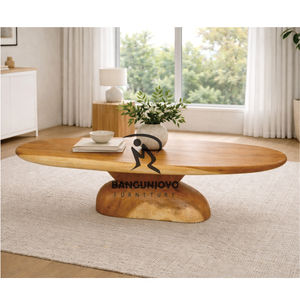 Modern Solid Wood <b>Coffee</b> <b>Table</b> Handmade Living Room Furniture <b>Oval</b> Shape Natural Finish - Product Image 3