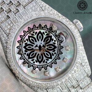 Montre de luxe Charm Jewels en acier inoxydable, cadran rond de 38 mm, cristal saphir, mouvement à quartz, design tendance pour femmes - Product Image 2