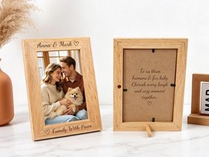 Cadre photo en bois artisanal écologique de qualité supérieure, support décoratif pour photos, pour la maison, le bureau, la chambre, les mariages et les événements familiaux - Product Image 5