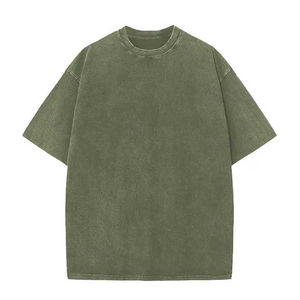 T-shirts personnalisés surdimensionnés pour hommes, taille plus, effet délavé, 100% coton tricoté, coupe classique, 220 grammes, design de logo personnalisé - Product Image 6