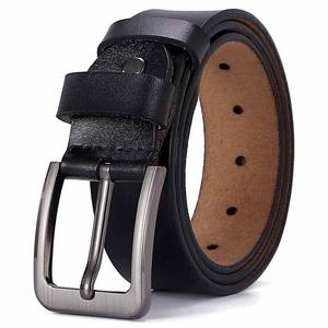 Men's Premium Quality Classic Casual Cow Hide Genuine Leather Belt Alloy <b>Square</b> Buckle <b>Adjustable</b> Length Eco-Friendly Heavy Duty - Product Image 1