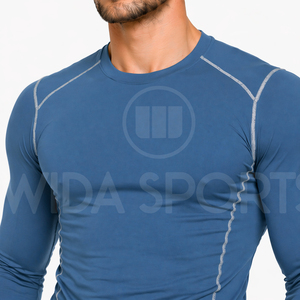 En gros T-shirt de compression de performance pour adolescents et hommes, respirant, extensible, coupe ajustée, uni ou imprimé, pour la gym, l'entraînement et le sport - Product Image 2