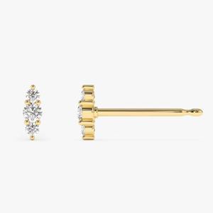 Pendientes de Oro de 14K con Tres Diamantes, 0.18 CTW, Corte Redondo, Diamantes Naturales con Claridad SI, Tres Puntas, Joyería de Oro Blanco, Amarillo y Rosa - Product Image 5