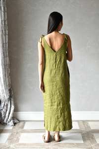 เดรสยาวผ้าลินินสีขาวสำหรับผู้หญิง คอวี ไหล่ตก ทรงปกติ ทรงเอ ระบายอากาศได้ดี เป็นมิตรกับสิ่งแวดล้อม สไตล์ลำลอง สำหรับฤดูร้อน - Product Image 2