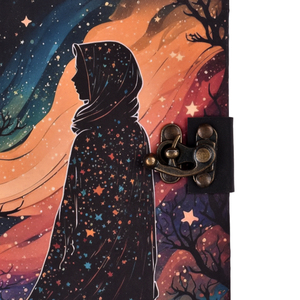 <b>A5</b> Cosmic Silhouette Handmade Paper Notebook Eco Friendly Journal 100 Pages Double Side Writing <b>Diary</b> |Metal Lock Artistic Cover - Product Image 2