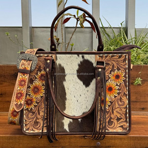 Nouveau sac fourre-tout à pompon de grande capacité pour femmes de marque sac à main à bandoulière en cuir repoussé à la main avec poignée en cuir de vachette - Product Image 4