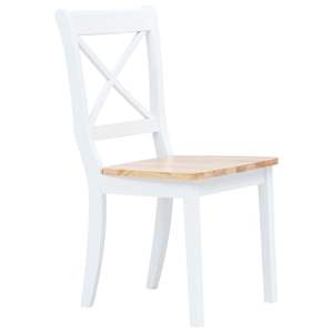 Ensemble de 4 chaises de salle à manger blanches et en bois naturel, en bois de caoutchouc massif - Product Image 2