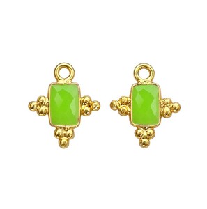 Abalorios de calcedonia verde chapados en oro de 5x3 mm – Conectores de cristal rectangulares para la fabricación de joyas - Product Image 1