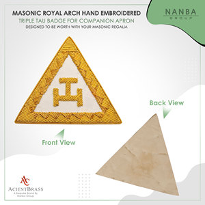 NANBA GROUP Hand-Embroidered Royal Arch Triple Tau Badge Gold Bullion Wire Beads 6.5cm X6.5cm <b>Sew</b>-On Customizable Garment Use - Product Image 3