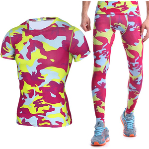 Ensemble de survêtements de compression respirants pour hommes, grande taille, coupe régulière, taille haute élastique, devant uni, en Spandex/Nylon, décontracté, pour l'extérieur - Product Image 6