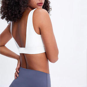 Sujetador deportivo de alto soporte para mujer, con tirantes cruzados, cuello en V, transpirable, de elastano/nailon, de longitud completa, de cintura alta, sin costuras en la parte delantera. - Product Image 5