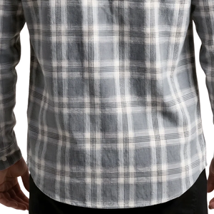 Camisa de Franela a Cuadros Gris y Blanco para Hombre, Manga Larga, con Botones, Estilo Casual, Tela Suave Cepillada, para Uso Diario - Product Image 6