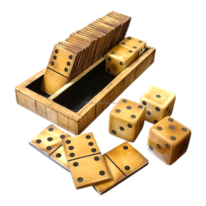 Juego de dominó y dados de resina de hueso antiguo de lujo para niños y adultos, juego de mesa de dominó y dados para interiores, regalo clásico. - Product Image 1