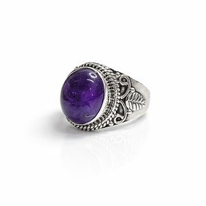 แหวนเงินแท้ 925 ประดับพลอยอเมทิสต์สีม่วง แหวนสวยงามสำหรับขายส่ง แหวนทำมือแบบหนา - Product Image 2