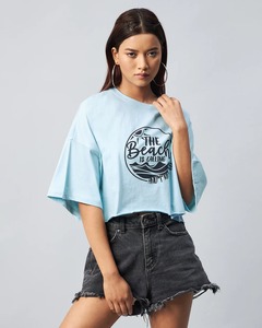 เสื้อยืดครอปทรงหลวม แขนสั้น คอกลม ผ้าฝ้าย สไตล์สตรีทแวร์ลำลอง สำหรับผู้หญิง - Product Image 6