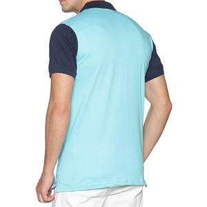 Chemise de golf d'été haut de gamme pour homme, brodée, décontractée, à manches courtes, bleu ciel et blanc, motif uni, en molleton tricoté, 100 grammes, 100% coton - Product Image 2