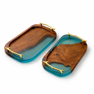 Plateau de service divisé en résine, bleu foncé, prix de gros, couleurs et design personnalisables pour la maison, le bureau, les mariages, les événements, multifonctionnel - Product Image 2