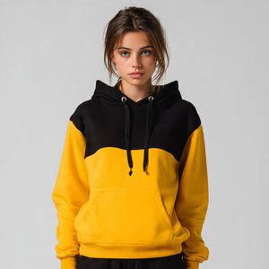 Hoodie d'hiver à épaules tombantes pour femme, pull à capuche noir style streetwear, en polaire 550 g/m², coupe oversize - Product Image 3