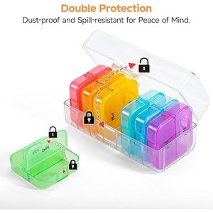 Organizzatore Settimanale Promozionale per Pillole da 7 Giorni con Ampia Apertura Bilaterale, Facile da Usare, con Divisori AM/PM Giornalieri e 2x al Giorno - Product Image 3