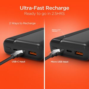 Power Bank da 20000mAh 20W PD+USB Nero, Comodo Compagno di Viaggio per Ricarica in Movimento - Product Image 6