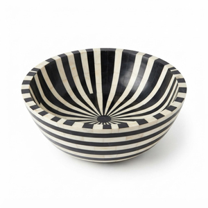 Bol décoratif en os incrusté noir et blanc, motif floral marocain, en forme de bateau, pour fruits, centre de table pour la maison, l'hôtel ou la décoration de table. - Product Image 5
