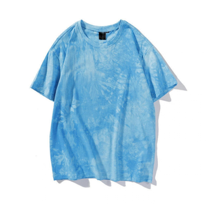 Heavyweight Fashion <b>Tie</b>-Dye Graphic Tee 180gsm Cotton/Bamboo Fiber <b>Knitted</b> Soft Gradient Color Unisex Streetwear Custom Printing - Product Image 2