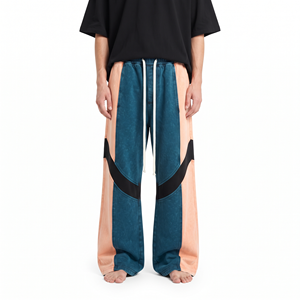 Loose Men's Acid Wash <b>Oversized</b> <b>Jogger</b> Pants Color Block Cotton Sweatpants Streetwear Relaxed Fit Casual Trousers - Product Image 4