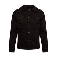 Veste en jean personnalisée bleu foncé pour homme, style camionneur classique, boutonnée, manches longues, décontractée, écologique, printemps