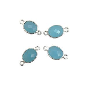 Conector Doble Ovalado de Calcedonia Aqua para la Fabricación de Joyas de Collares y Pulseras - Product Image 1