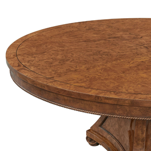 Classic Round Dining <b>Table</b> in Textured <b>Walnut</b> Mahogany Wood - Product Image 3