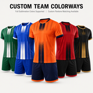 Ensemble d'uniformes de football personnalisés en polyester sublimé 220 GSM pour hommes, orange et bleu marine, respirant, vente en gros - Product Image 4