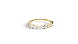 Bague en or 18 carats avec diamants, coupe princesse en zigzag, alliance éternité minimaliste, bagues de mariage empilables, bijoux fins pour femmes - Product Image 1