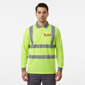 Men's High Visibility Safety Shirt Long Sleeve Reflective <b>Construction</b> Workwear - Product Image 1