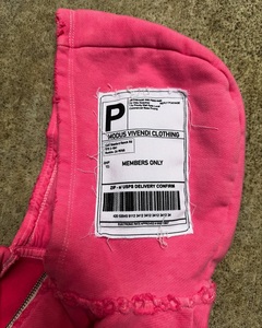 Sweat à capuche rose surdimensionné personnalisé pour femme, entièrement zippé, en molleton de coton épais, avec bords bruts et effet vieilli, OEM ODM Streetwear - Product Image 6