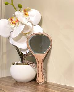 Hand Painted Genuine <b>Tooled</b> Leather Handheld Mirror Western Deck of Card Makeup Hand Mirror Vintage Design Perfect Gift for Wife - Product Image 4