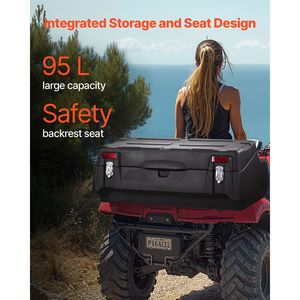 Waterproof 95L ATV Rear Storage <b>Box</b> with Padded Backrest LLDPE Lockable <b>Gear</b> Storage Fits Most ATVs - Product Image 2