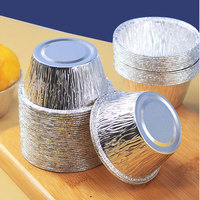 WB Einweg-Aluminiumfolienbehälter aus Zellstoff, 0,05 mm dick, für Muffins, Pudding, Backförmchen, lebensmittelecht, runde Eierkuchenform, silber