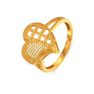 Bague élégante en forme de panier de fleurs dorées, plaquée or, pour femmes, bijoux de mode - Product Image 1