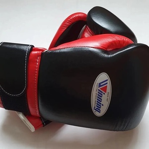 Hot Selling High Quality Custom <b>Black</b> & Red Winning Boxing <b>Velcro</b> Gloves Fight Gear & Training Genuine Leather Sparring Gloves - Product Image 6
