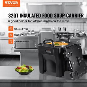 Trasportatore di cibo isolato 32Qt in acciaio inossidabile botte Top nero impilabile per ristorazione Hot Box maniglie integrali attrezzatura ristorante - Product Image 2