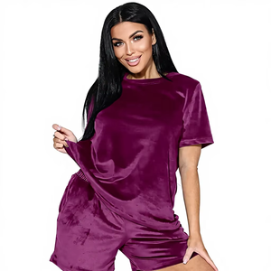 Conjunto Formal Transpirable de Dos Piezas 2026: Sudadera Corta con Cremallera de Algodón y Terciopelo Tejido, y Pantalones Cortos - Product Image 1