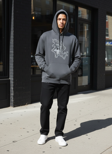 Sudadera con capucha personalizada de algodón de alto gramaje, lavada y desgastada, de corte oversize y holgado, con dobladillo sin rematar, bordada, estilo streetwear y hip-hop - Product Image 5