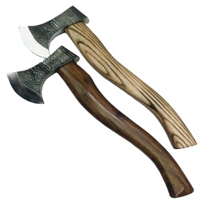 Handmade <b>Axe</b> Carbon Steel Blade Wood <b>Handle</b> With Leather Sheath Outdoor Knife - Product Image 1