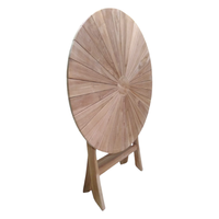 Table à manger pliante ronde en bois avec base en X pour usage intérieur/extérieur, 6 places, style rustique moderne