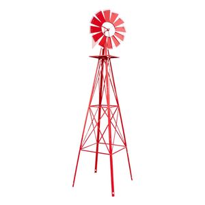 8FT Weather Resistant Red Steel <b>Windmill</b> for Lawn <b>Garden</b> Outdoor Decor - Product Image 3