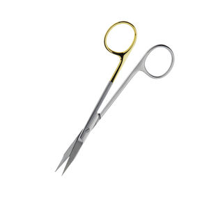 Ciseaux droits professionnels Goldman-Fox 130 mm à bord dentelé, en acier inoxydable courbé, pour orthodontie et soins des gencives, par Grip Surgical - Product Image 3