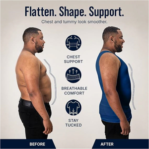 Men Body <b>Shaper</b> Compression Tank Top Slimming Underwear Firm Control <b>Belly</b> Fat Burner Chest Binder Slimming Vest for Men - Product Image 5